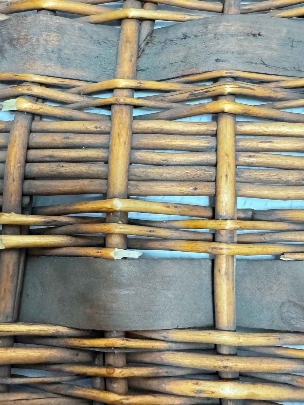 Vintage Woven Brown Rattan Storage Tray by
